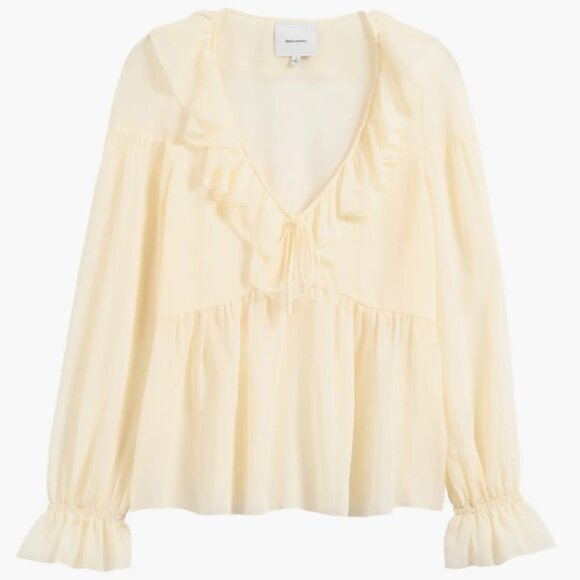 NWT Reformation | Ivory "Wyn Top" Sheer Blouse | Size 4 - Picture 5 of 14